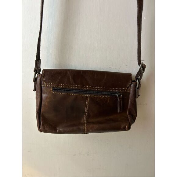 Jack Georges magnetic snap Leather shoulder bag brown India 10"x6" - Picture 3 of 10